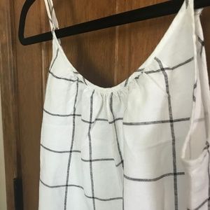 LOFT Cream Checkered Tank Top